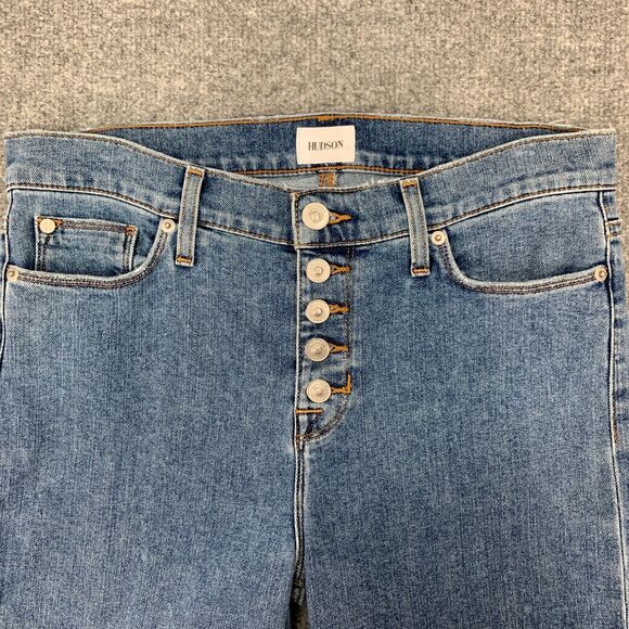 Hudson Jeans Womens 29 Blue Denim Button Fly Blair Super Skinny Cotton Blend - Picture 3 of 13